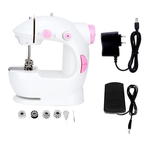 HJLIAN Mini machine a coudre electrique de bureau (100-240 V, rose, reglementation europeenne)
