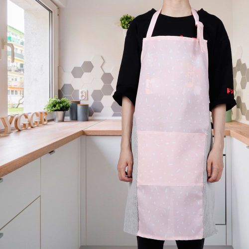 Hjlian Tablier A Suspendre Resistant A La Salete Et A L'huile Pour La Cuisine Et Le Travail (Rose)