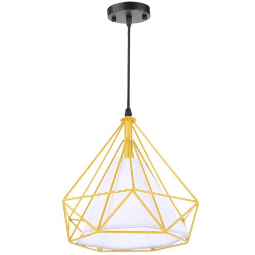 HJLIAN 1 lampe suspendue retro vintage en forme de diamant pour salle a manger ou cafe (jaune)