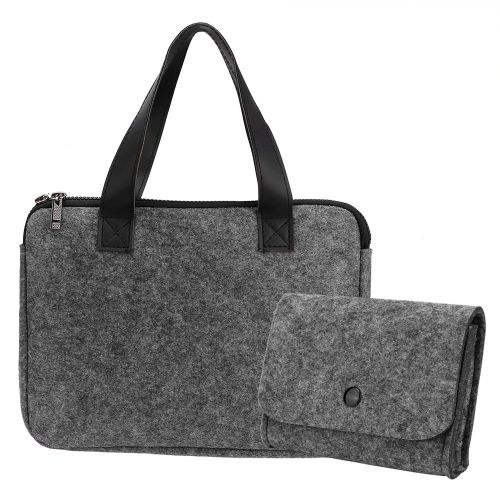 HJLIAN Sacoche de transport portable multifonction en feutre pour ordinateur portable et iPad avec portefeuille (S)