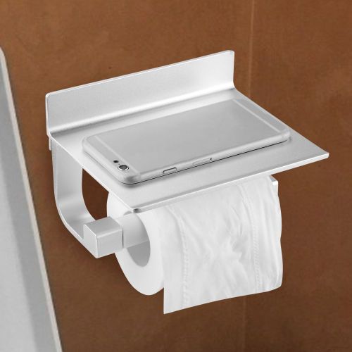 HJLIAN Porte-rouleau de papier toilette en alliage d'aluminium (argente)