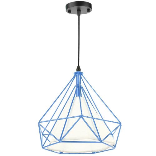 HJLIAN 1 lampe suspendue retro vintage en forme de diamant pour salle a manger ou cafe (bleu)
