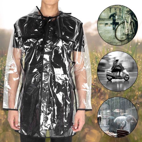 Hjlian Poncho Impermeable Reutilisable En Plastique Pour Adulte Avec Capuche Pour Femme Et Homme (L)