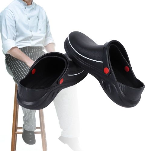 Hjlian Sandales De Chef Pour Hommes, Chaussures Super Antiderapantes Pour Cuisiniers, Chaussures De Cuisine Noires (41)