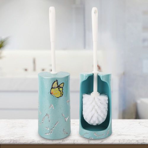 HJLIAN Porte-brosse de toilette en resine a motifs colores (bleu)
