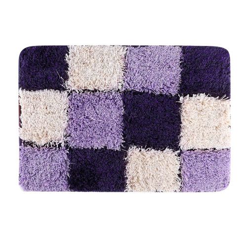 HJLIAN Tapis de sol antiderapant absorbant l'eau pour salle de bain, paillasson d'entree (carreaux violets)