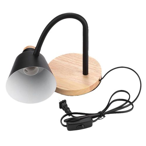 Hjlian Lampe De Bureau Led Flexible En Bois Et Fer Avec Prise Americaine Ac85-265 V E27
