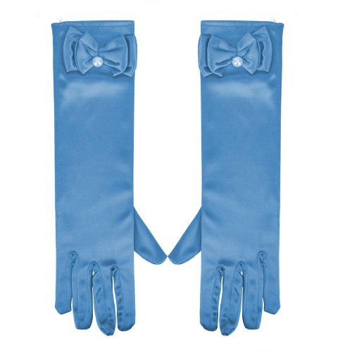 Hjlian Robe De Mariee Pour Fille, Gants, Noud Papillon, Robes De Soiree Formelles, Mitaines Courtes (Bleu Clair, Taille L)