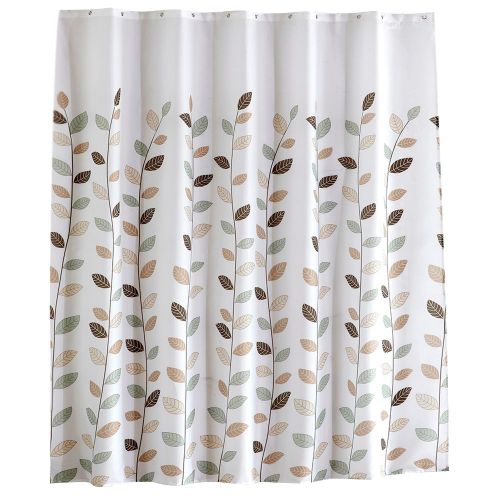HJLIAN Rideau de douche en polyester a motif floral et feuilles, epais et impermeable (M 180 x 200 cm)
