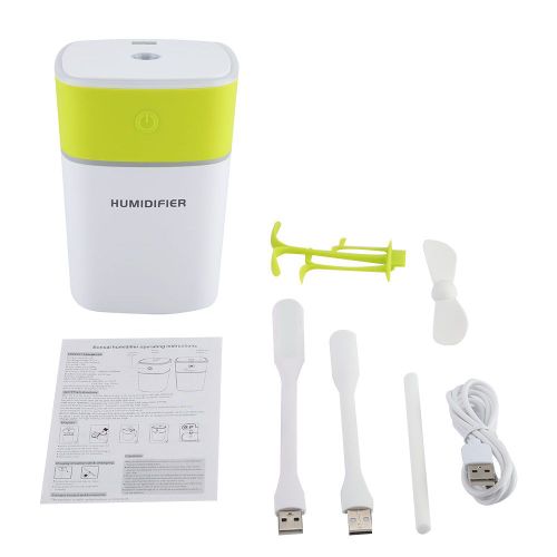 HJLIAN Humidificateur diffuseur USB 4 en 1 pour la maison, le bureau, mini purificateur d'air, batterie externe mobile (jaune)