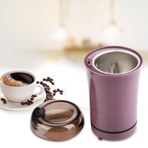 Hjlian Moulin A Grains Electrique En Acier Inoxydable Pour Cafe, Epices, Grains, Broyage Domestique (Violet, Prise Americaine)