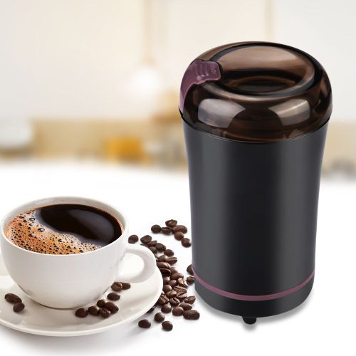 Hjlian Moulin A Grains Electrique En Acier Inoxydable Pour Cafe, Epices, Grains, Maison (Noir, Prise Ue)