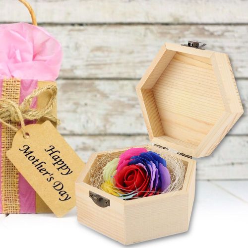 HJLIAN 1 boite a savon lumineuse en bois avec roses decoratives pour anniversaire, Saint-Valentin (sans luminescence)