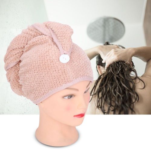 Hjlian Bonnet De Sechage En Velours Corail, Epais, Super Absorbant, Sechage Rapide, Bonnet De Douche Pour Adulte, Caoutchouc Rose 