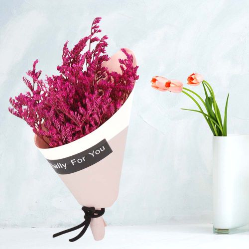 HJLIAN Mini bouquet de fleurs sechees naturelles, decoration de mariage, accessoires photo (rose)