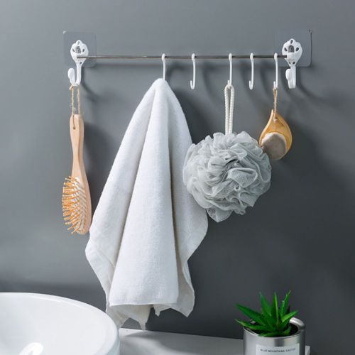 HJLIAN Crochets adhesifs pour serviettes de bain, manteaux, chapeaux, organisateur de rangement (blanc)