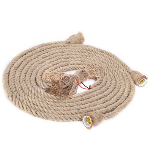 HJLIAN Lampe suspendue retro vintage a 3 tetes, 3 m, ampoule E27 85-265 V, en corde de chanvre, luminaire de plafond a filament