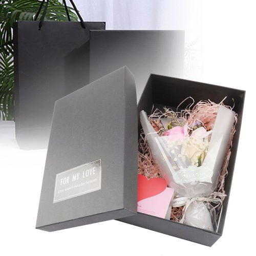 HJLIAN Bouquet de fleurs sechees permanentes, rose savonneuse avec guirlande lumineuse, decoration de mariage et de maison 01#