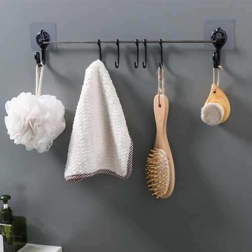 HJLIAN Crochets adhesifs pour serviettes de bain, manteaux, chapeaux, organisateur de rangement (noir)
