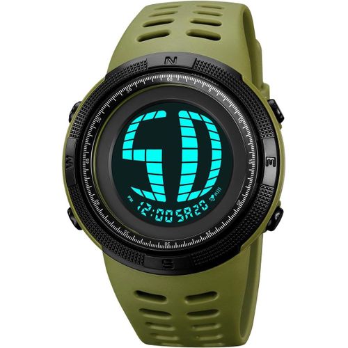 Eryi-Montre Homme Led Digital Alarma Chronomètre Date Affichage Unique 50m Etanche Outdoor Militaire Montre Bracelet Plastique Et Caoutchouc