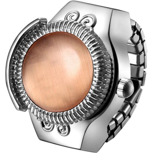 Eryi-Bague Montre Femme Homme: Montre Bague Doigt Extensible Elastique Pierre Oeil De Chat Acier Inoxydable Analogique Quartz Etanche 1atm Cadran Rond - Cadeau Femme Homme Anniversaire