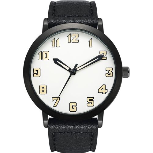 Eryi-Montre Pour Homme Avec Bracelet En Polyuréthane Noir, Cadran Blanc Associé À Chiffres Colorés, Montre Classique Et Minimaliste Pour Homme, Bleu, Moderne