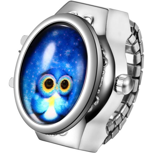 Eryi-Ewelrywe Bague Montre Femme Homme: Montre Bague Doigt Extensible Elastique Acier Inoxydable Analogique Quartz Etanche 1atm Cadran Rond Avec Hibou - Cadeau Femme Homme Anniversaire