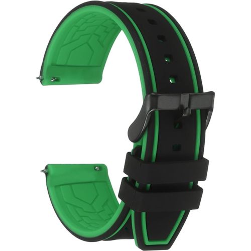 Eryi-Bracelets Montre Silicone 22mm Largeur Bracelets Montre Caoutchouc Souple À Libération Rapide Avec Boucle Noire Mate Pour Hommes Femmes, Noir Turquoise