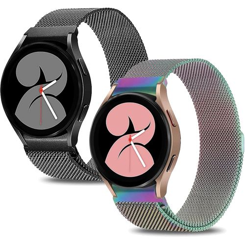 Eryi-Lot De 2 Bracelets En Métal Compatibles Avec Samsung Galaxy Watch 6/5/4 40 Mm 44 Mm Watch 5 Pro 45 Mm, Watch 4/6 Classic 47 Mm 43 Mm 42 Mm 46 Mm, Écart En Acier Inoxydable Pour Homme/Femme