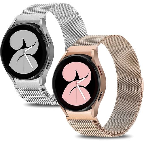 Eryi-Lot De 2 Bracelets En Métal Compatibles Avec Samsung Galaxy Watch 6/5/4 40 Mm 44 Mm Watch 5 Pro 45 Mm, Watch 4/6 Classic 47 Mm 43 Mm 42 Mm 46 Mm, Écart En Acier Inoxydable Pour Homme/Femme