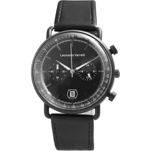 Eryi-Montre Chronographe Pour Homme En Cuir Synthétique - Affichage De La Date - Quartz Analogique - 2900207, Noir , Sangles
