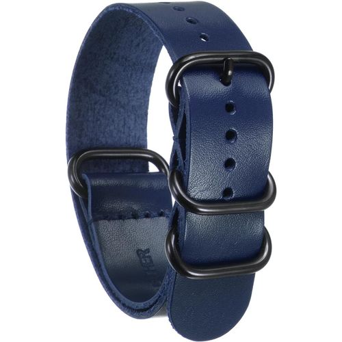 Eryi-Bracelet De Montre En Cuir Véritable 22 Mm À Libération Rapide, Sangle De Montre De Remplacement Souple Avec Boucle En Acier Inoxydable Noir À 5 Anneaux, Bleu Marine