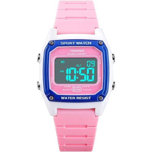 Eryi-Enfant Sport Montre Digitale Etanche Outdoor Militaires Électronique Multifonctionnelnel Chronomètre Date Plastique Caisse Et Caoutchouc Ruban Montres Bracelet