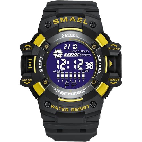 Eryi-Montre Homme Digitale Etanche Outdoor Militaires Électronique Multifonctionnelnel Chronomètre Date Plastique Caisse Et Caoutchouc Ruban Sport Montres Bracelet