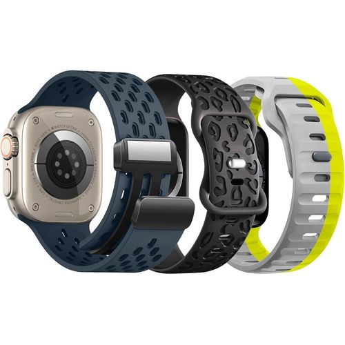 Eryi-Lot De 3 Bracelets En Silicone Souple Compatibles Avec Apple Watch 44 Mm, 45 Mm, 42 Mm, 49 Mm, 41 Mm, 40 Mm, Pour Homme Et Femme, Pour Iwatch Ultra 2 Series 9/8/7/6/5/4/3/2/1