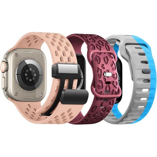 Eryi-Lot De 3 Bracelets En Silicone Souple Compatibles Avec Apple Watch 44 Mm, 45 Mm, 42 Mm, 49 Mm, 41 Mm, 40 Mm, Pour Homme Et Femme, Pour Iwatch Ultra 2 Series 9/8/7/6/5/4/3/2/1