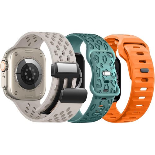 Eryi-Lot De 3 Bracelets En Silicone Souple Compatibles Avec Apple Watch 44 Mm, 45 Mm, 42 Mm, 49 Mm, 41 Mm, 40 Mm, Pour Homme Et Femme, Pour Iwatch Ultra 2 Series 9/8/7/6/5/4/3/2/1