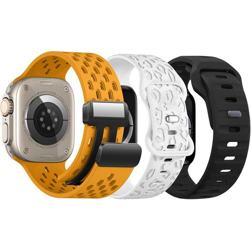 Eryi-Lot De 3 Bracelets En Silicone Souple Compatibles Avec Apple Watch 44 Mm, 45 Mm, 42 Mm, 49 Mm, 41 Mm, 40 Mm, Pour Homme Et Femme, Pour Iwatch Ultra 2 Series 9/8/7/6/5/4/3/2/1