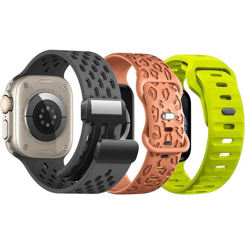 Eryi-Lot De 3 Bracelets En Silicone Souple Compatibles Avec Apple Watch 44 Mm, 45 Mm, 42 Mm, 49 Mm, 41 Mm, 40 Mm, Pour Homme Et Femme, Pour Iwatch Ultra 2 Series 9/8/7/6/5/4/3/2/1