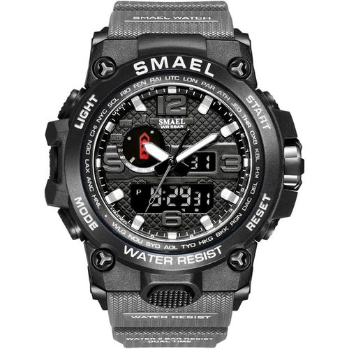 Eryi-Homme Montre Digital Sport Etanche Led Électronique Chronomètre Alarme Analogique Quartz Double Temps Plastique Caisse Et Caoutchouc Ruban Montres
