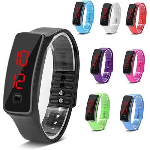 Eryi-Montre Led Sport Bracelet En Silicone Cadran Numérique 12 Heures Affichage Électronique Montre-Bracelet Montre Pour Le Sport, La Course De Nuit, Les Tenues Décontractées(Le Noir)