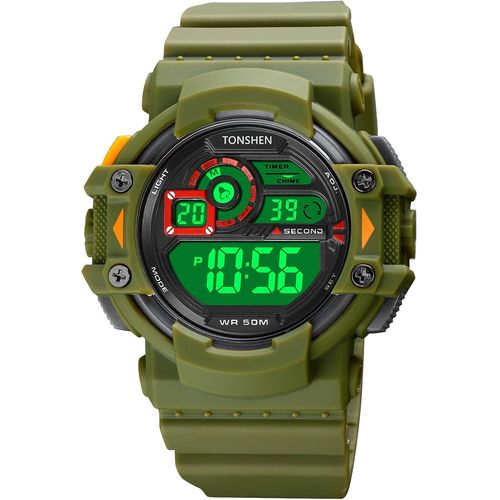 Eryi-Sport Montre Homme Outdoor Militaire Led Digitale Alarme Chronomètre Montres Bracelet 50m Etanche Plastique Er Caoutchouc