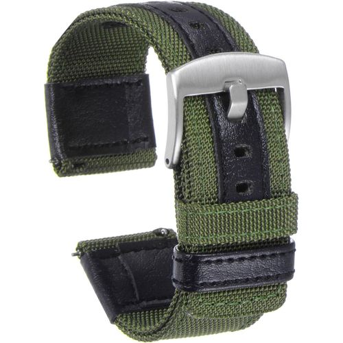 Eryi-Bracelet De Montre En Nylon 24mm À Dégagement Rapide En Toile Avec Boucle En Acier Inoxydable Argenté Pour Hommes Et Femmes, Bleu Marine Vert