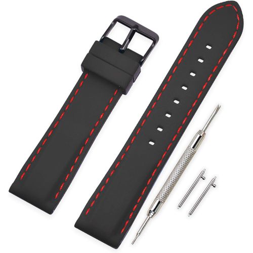 Eryi-Bracelet Montre Quick Release Remplacer Silicone Bracelet Montre - 18mm, 20mm, 22mm, 24mm Caoutchouc Montre Bracelet Avec Acier Inoxydable Boucle
