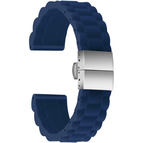 Eryi-Bracelet Montre Haute Qualité Remplacer Silicone Bracelet Montre Link Pattern - 16mm, 18mm, 20mm, 22mm, 24mm Caoutchouc Montre Bracelet Avec Boucle Déployante Acier Inoxydable