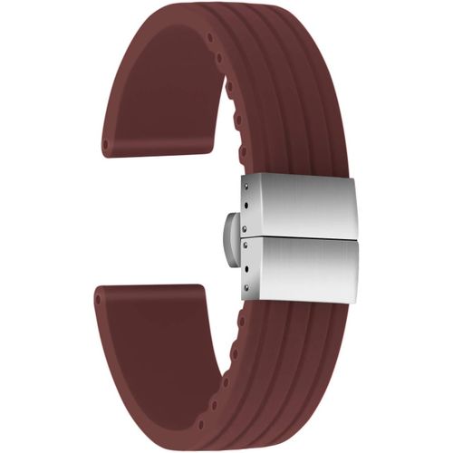 Eryi-Bracelet Montre Haute Qualité Remplacer Silicone Bracelet Montre Stripe Pattern - 16mm, 18mm, 20mm, 22mm, 24mm Caoutchouc Montre Bracelet Avec Boucle Déployante Acier Inoxydable