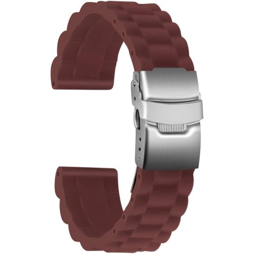 Eryi-Bracelet Montre Haute Qualité Remplacer Silicone Bracelet Montre Link Pattern - 16mm, 18mm, 20mm, 22mm, 24mm Caoutchouc Montre Bracelet Avec Boucle Déployante Acier Inoxydable