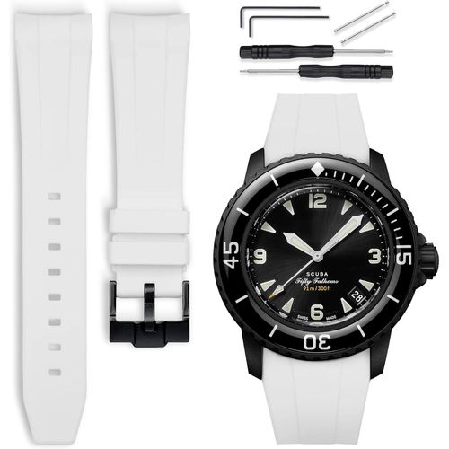 Eryi-Bracelet De Montre Caoutchouc 22mm Compatible Avec Blancpain X Swatch Scuba Fifty Fathoms