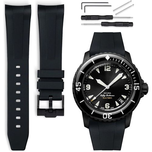 Eryi-Bracelet De Montre Caoutchouc 22mm Compatible Avec Blancpain X Swatch Scuba Fifty Fathoms