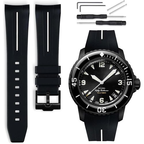 Eryi-Bracelet De Montre Caoutchouc 22mm Compatible Avec Blancpain X Swatch Scuba Fifty Fathoms